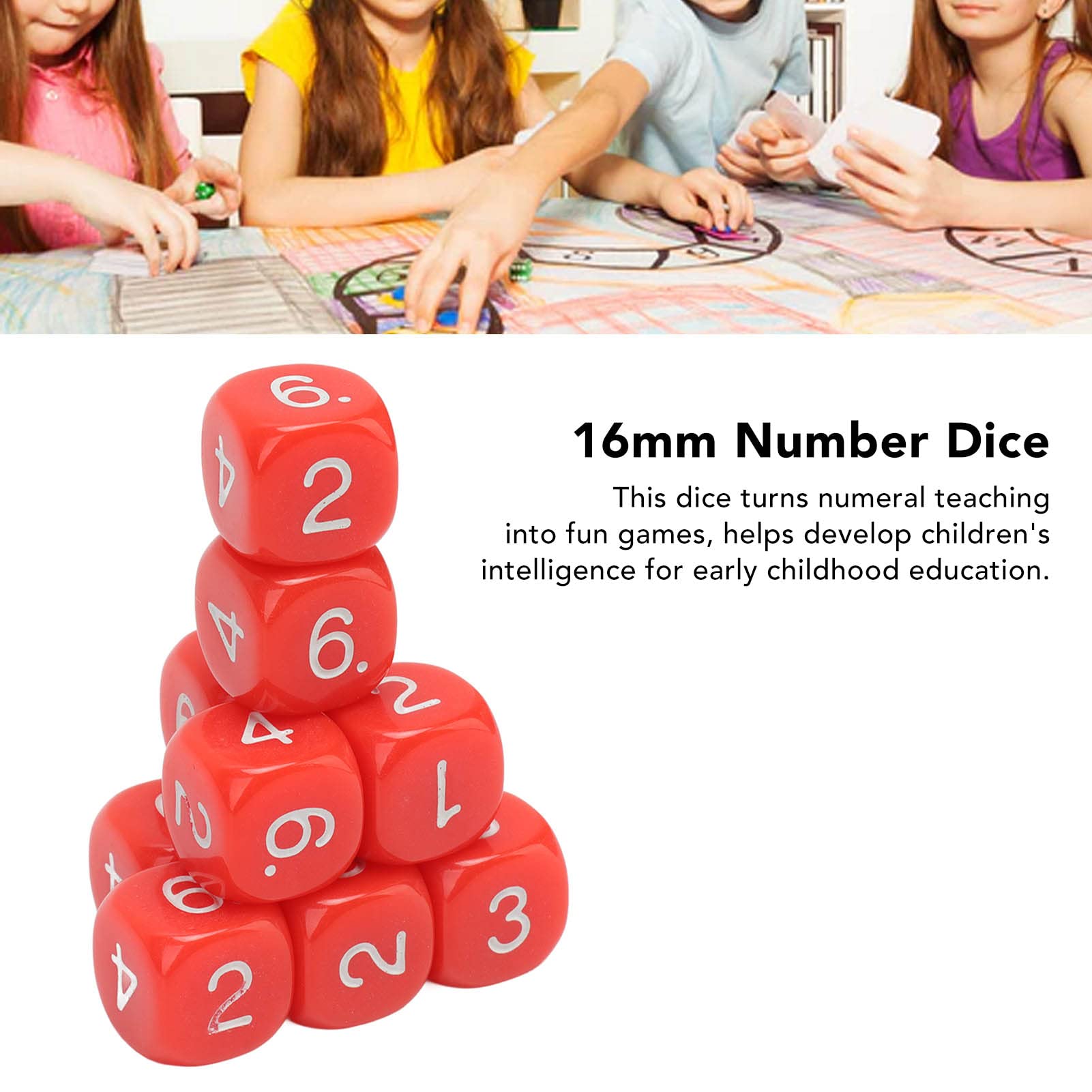 20 Dés à 6 Faces En Plastique - Coins Ronds, Couleurs Vives, Pour Jeux Et Apprentissage