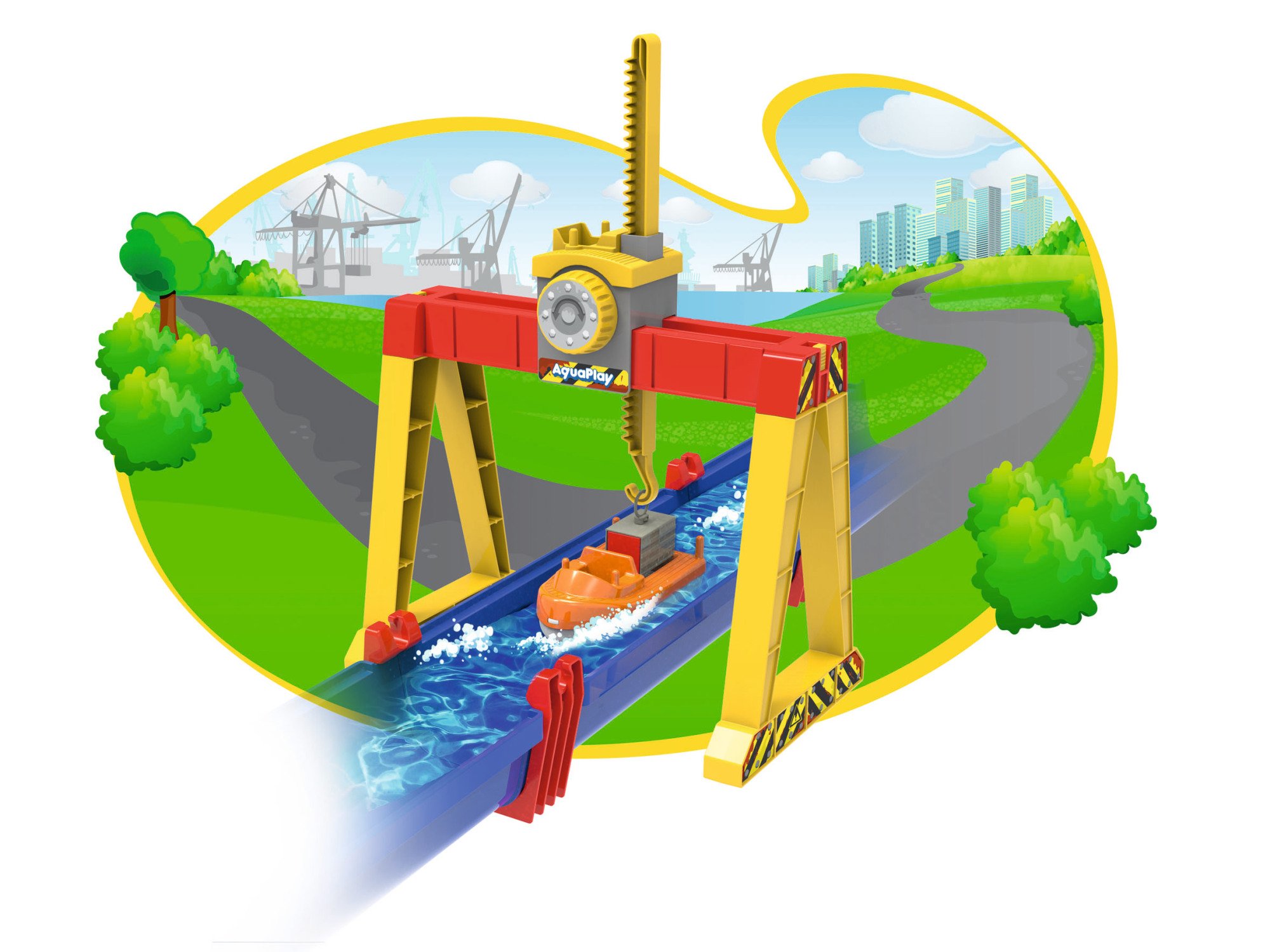 Smoby Aquaplay Circuit d'eau Grue à Container Bateau