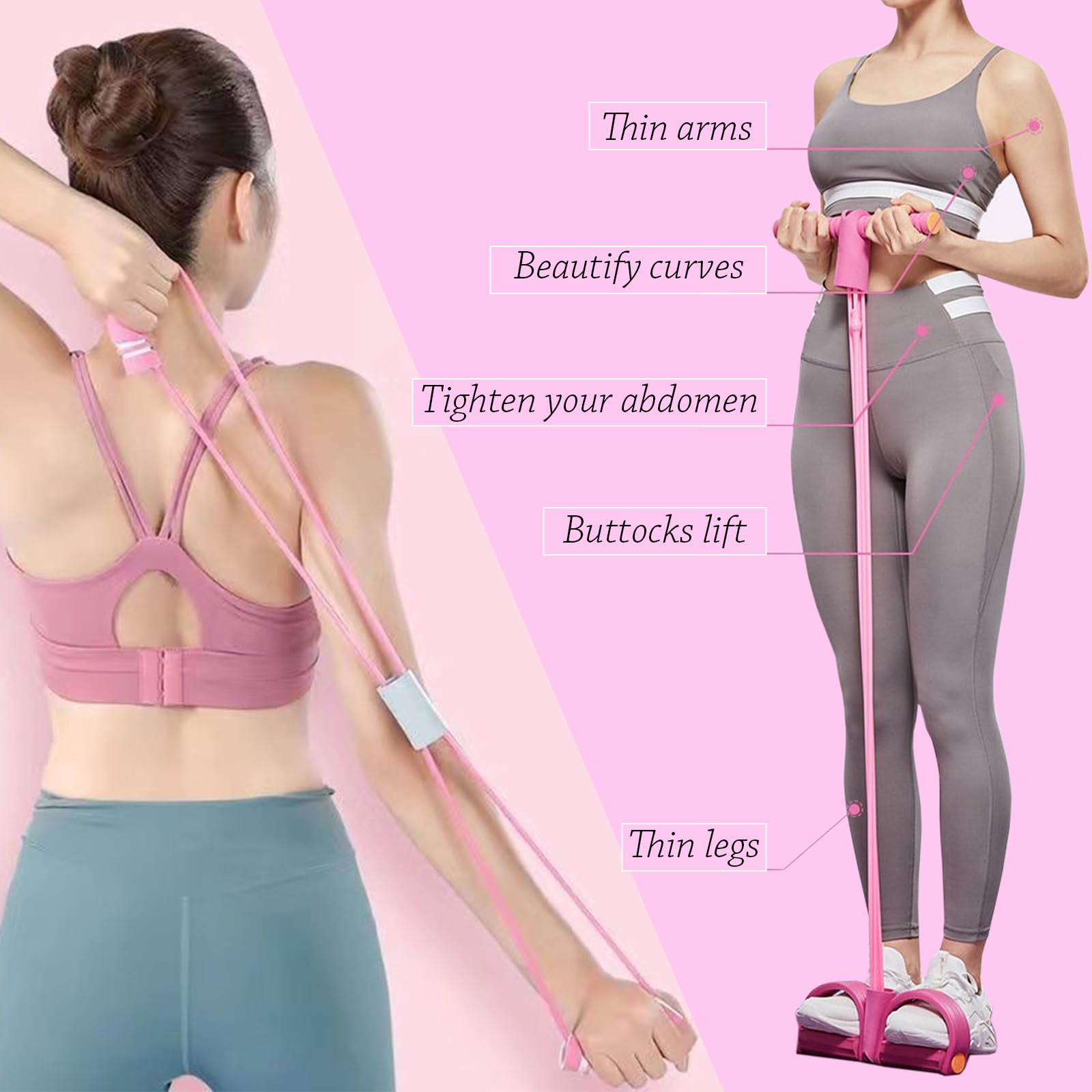 Multifonctionnelle Corde de Tension avec Figure 8 Bande de Résistance 6 Tubes Élastique Sport Expander pour Gymnase Yoga