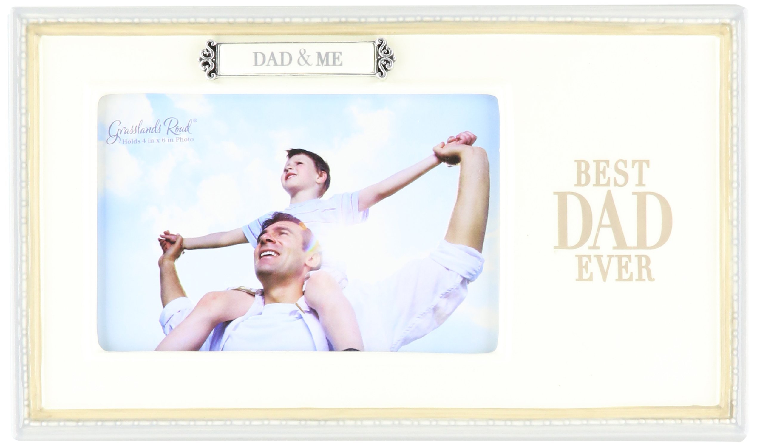 Grasslands Road "Dad and Me Ceramic Frame, Antique White, 4 by 6-Inch