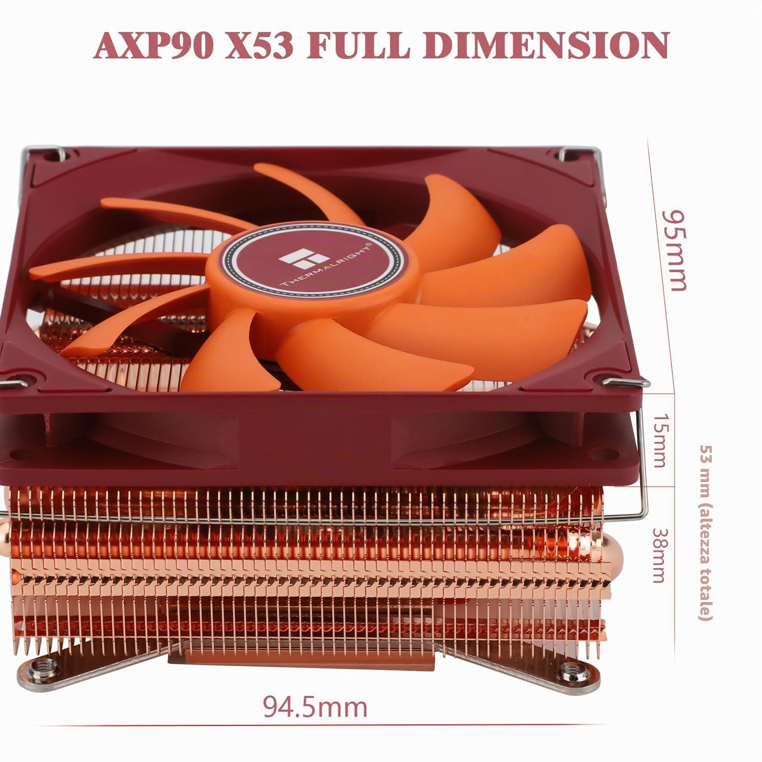 Thermalright AXP90-X53 - Radiatore ad aria Full Low Profile ITX CPU, altezza 53 mm, TL-9015R Slim PWM, tecnologia AGHP per AMD AM4 AM5 / Intel 1700/1150 / 1151/1155 / 1156/1200 (versione in rame puro)