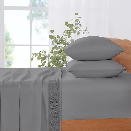Miniatura 7 de Modern Threads Sábanas de encaje de ganchillo de microfibra suave, sábanas de microfibra de lujo, incluye sábana encimera, sábana bajera con