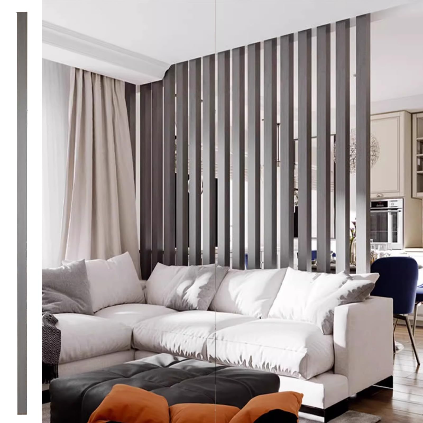Floor to Ceiling Wall Post Partitions Screens， DIY Wood Slat Room Divider, Adjustable 70-200cm, 1-6 Pcs for Teahouse Coffee Shop Hotel(170cm/66.9in/5.58ft,6PCS)