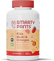 SmartyPants Kids Multi & Omega Gummies: Omega-3 EPA/DHA, Vitamins D3, C, B12, A, K, Zinc for Immune Support - Gluten Free, 120 Ct