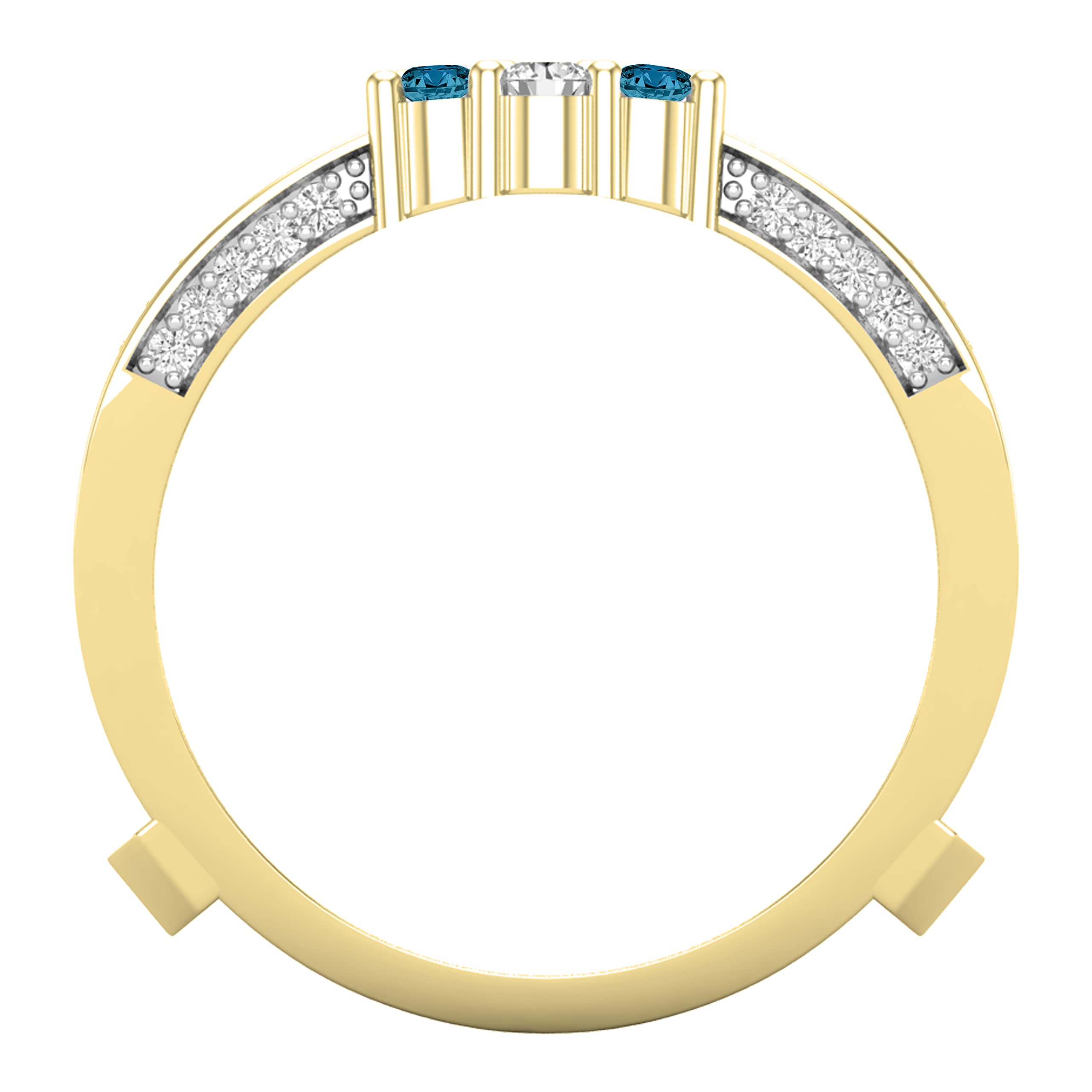 Anillo de aniversario de doble vuelta para mujer de la colección Dazzlingrock con gemas redondas y diamantes blancos en oro amarillo de 18 quilates.