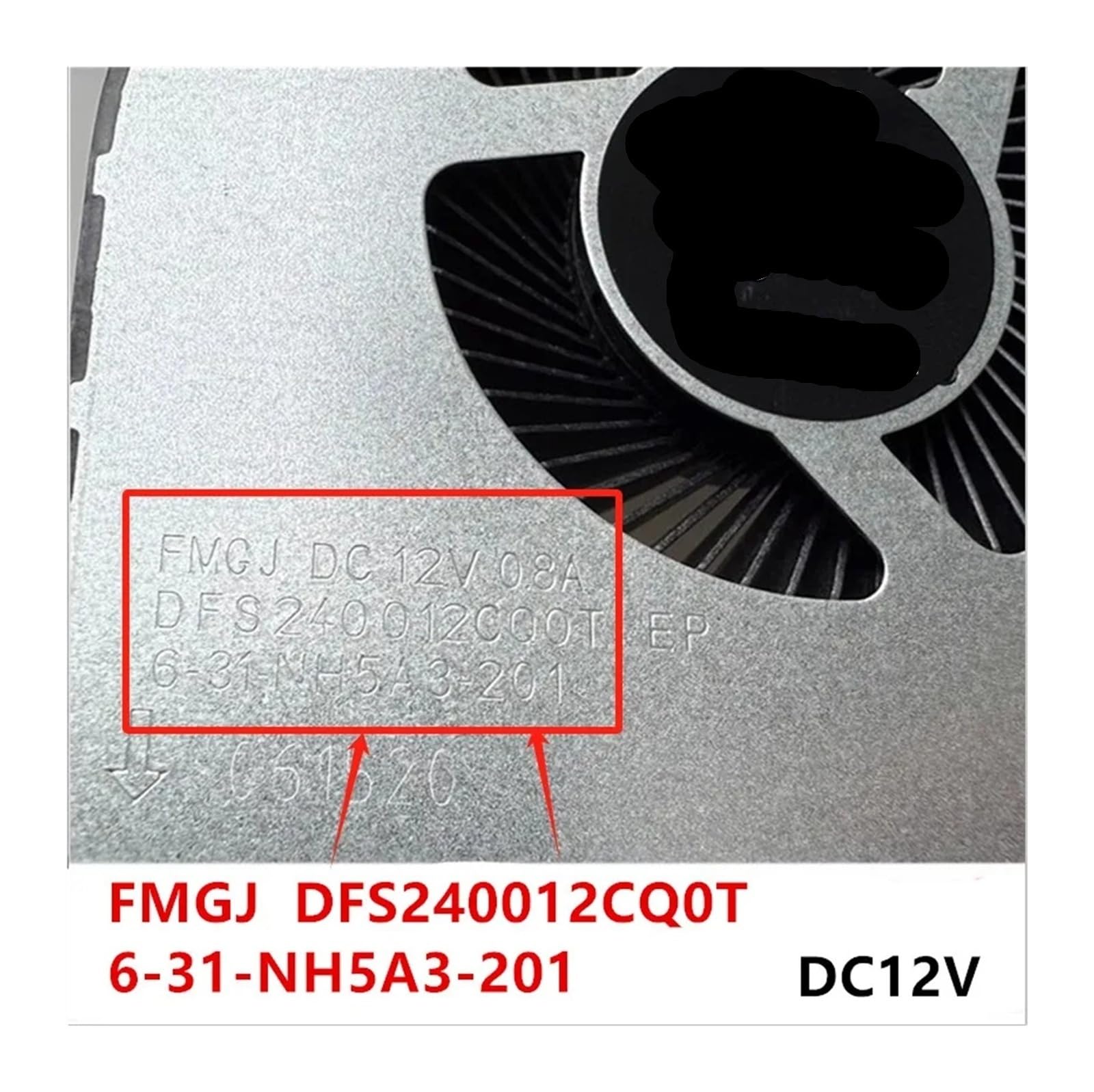 Ventola di Raffreddamento della CPU, Compatibile con FMGJ, DFS240012CQOT / 6-31-NH5A3-201 DC12V 0,8 A,Ventola del dissipatore di Calore