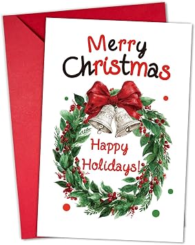 Merry Christmas Greeting Cards Happy Holiday Greeting Cards Unique Xmas Decorations Card for Him,Dad, Mom, Brother, Sister, Friends