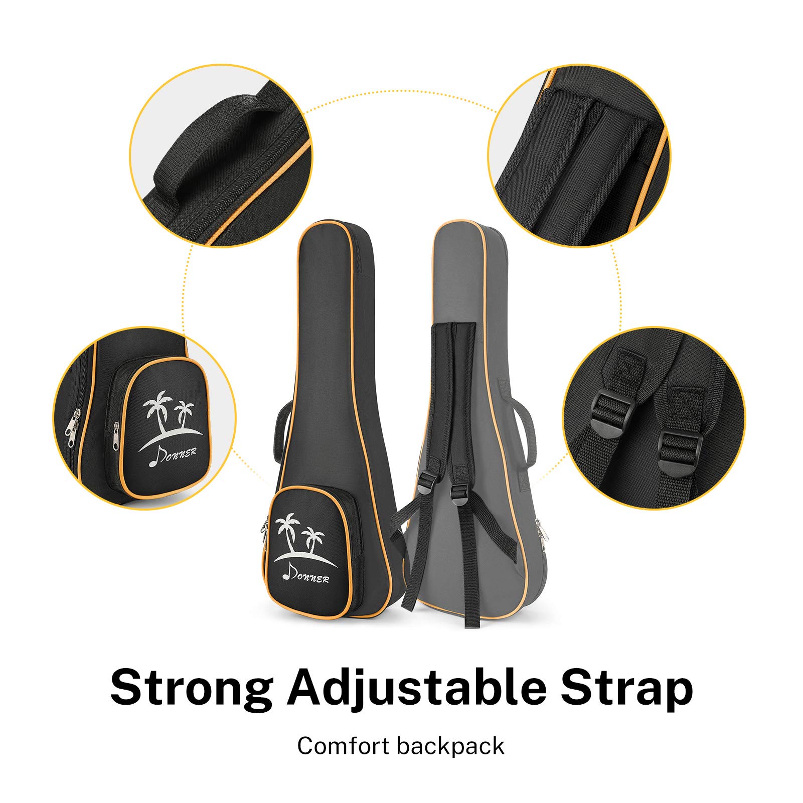 Donner Ukulele Soprano Mogano 21 pollici Kit per Principianti, Lezioni Online, Borsa, Tracolla, Corde in Nylon, Accordatore, Plettri, Panno, Set Ukulele DUS-1, Regalo di Natale