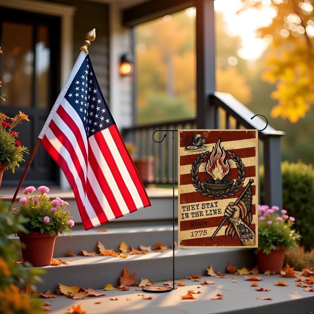 Army Veteran Garden Flag 12x18 In Doublesided Torch Soldier Design Military Service Honor Tribute Display for Veterans Day Patriot Day Independence Day Memorial Day Outdoor Yard Decor - Image 9
