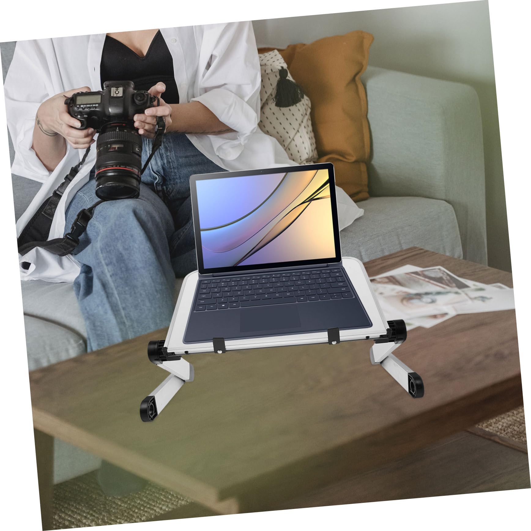 Operitacx Regolabile Per Laptop Pieghevole Dissipazione Calore Riser Per Scrivania Ufficio Compatibile Laptop e Tablet Design Elegante e Per e Donne