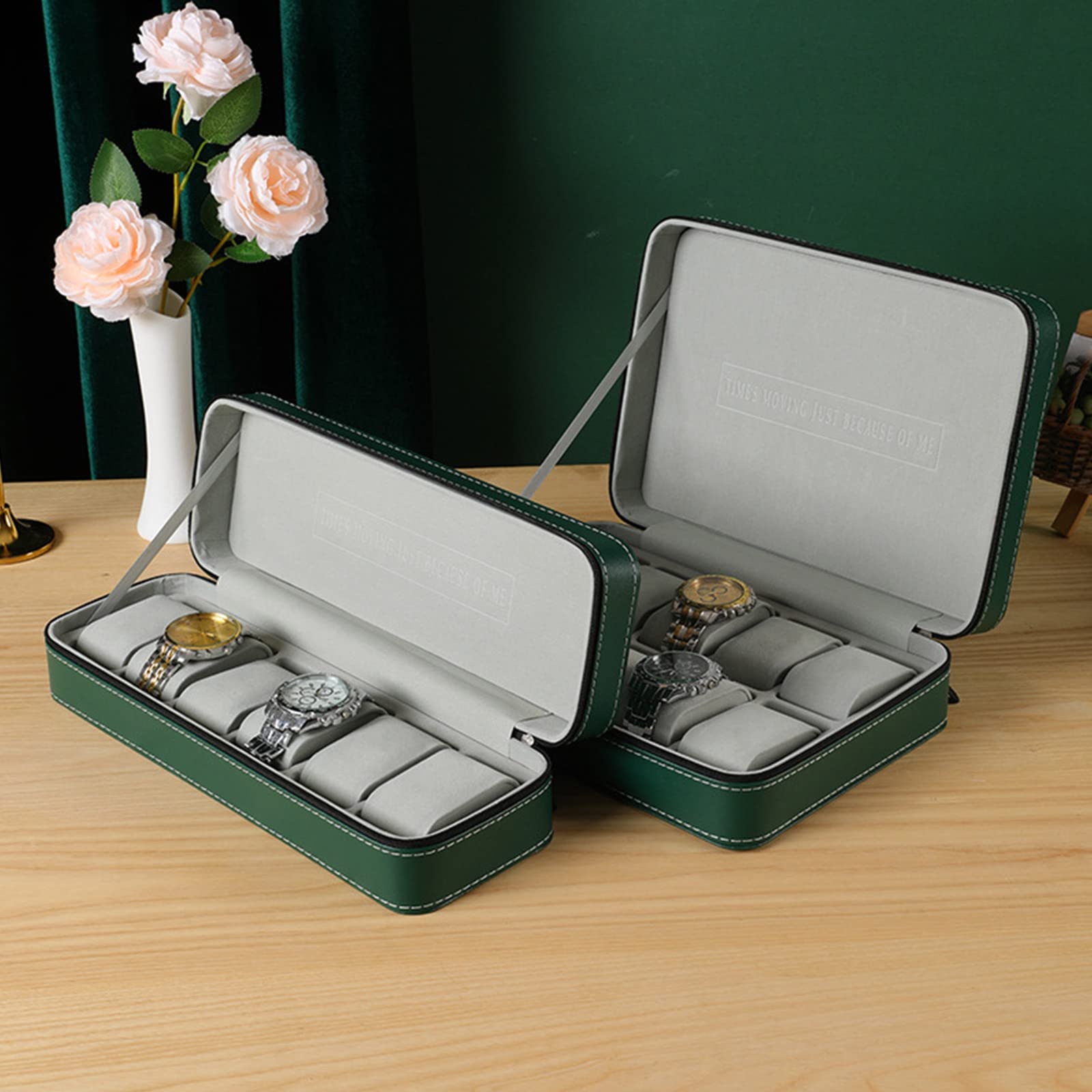 Organizzatore di moda 6/10/12 Slot Verde Interno Grigio Orologio Cuscino Sacchetto di Immagazzinaggio Scatola di Immagazzinaggio Orologio Borsa Portatile Casa Orologio Organizer