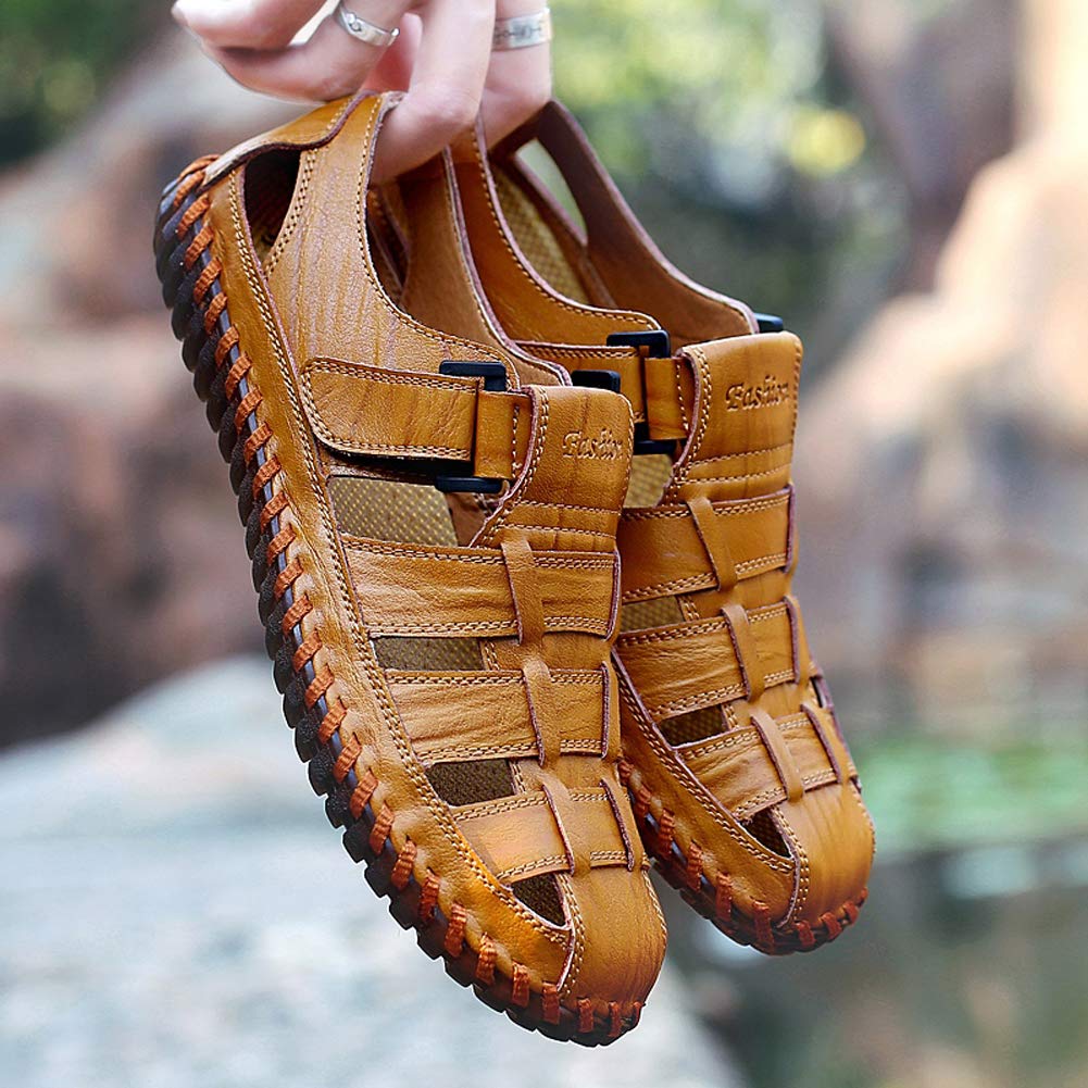 Moodeng Sandali Uomo Estivi Sportivi Pelle Trekking Scarpe da Spiaggia per All'aperto Escursionismo Traspirante