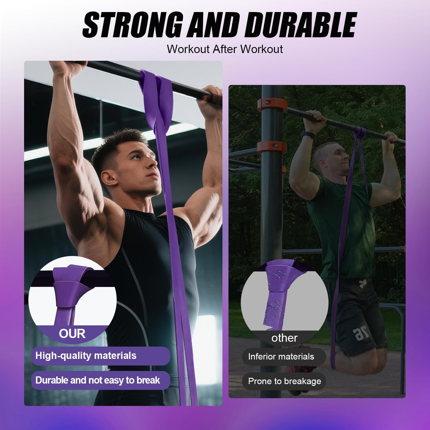 WHATAFIT Resistance Bands,Pull Up Assist Bands Set with Handles, Exercise & Workout Bands with Door Anchor for Men & Women – Home Fitness Equipment for Strength Training, Stretching