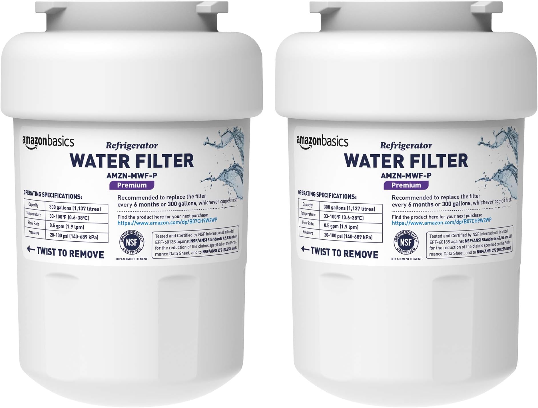 GE MWF Refrigerator Water Filter Certified to Reduce Lead