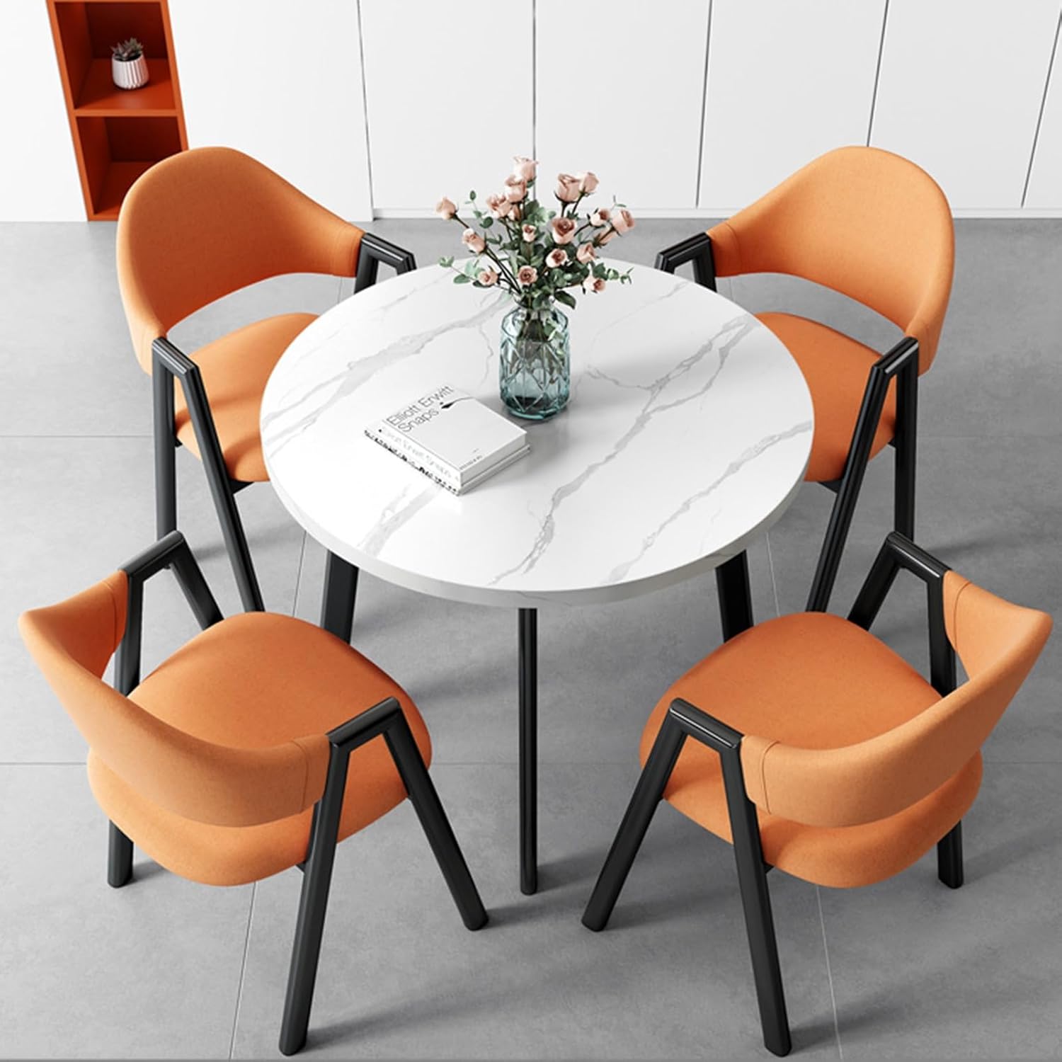 Small Office Table and Chairs Set of 5, Office Reception Room Club Table, Fabric Chair Set, Small Conference Room Tables, Dining Room/Patio Furniture Covers Round Table and Chairs