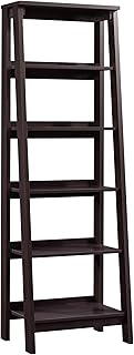 Sauder Ladder Bookshelf 5 Tier Trestle Ladder Shelf Wooden Bookcase, in ...