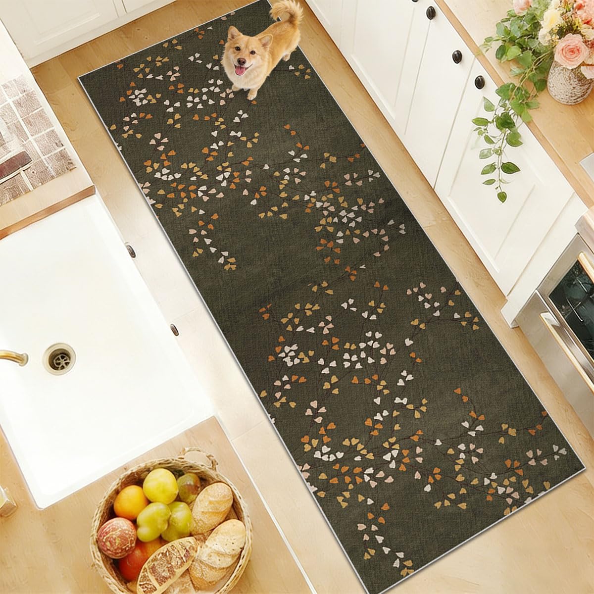 Teppich Küche Teppich Flur Läufer Waschbare Teppich Läufer für Flur Schlafzimmer Wohnzimmer Teppichläufer Flur rutschfest Küchenteppich Flurteppich Eingangsmatte 120 x 150cm