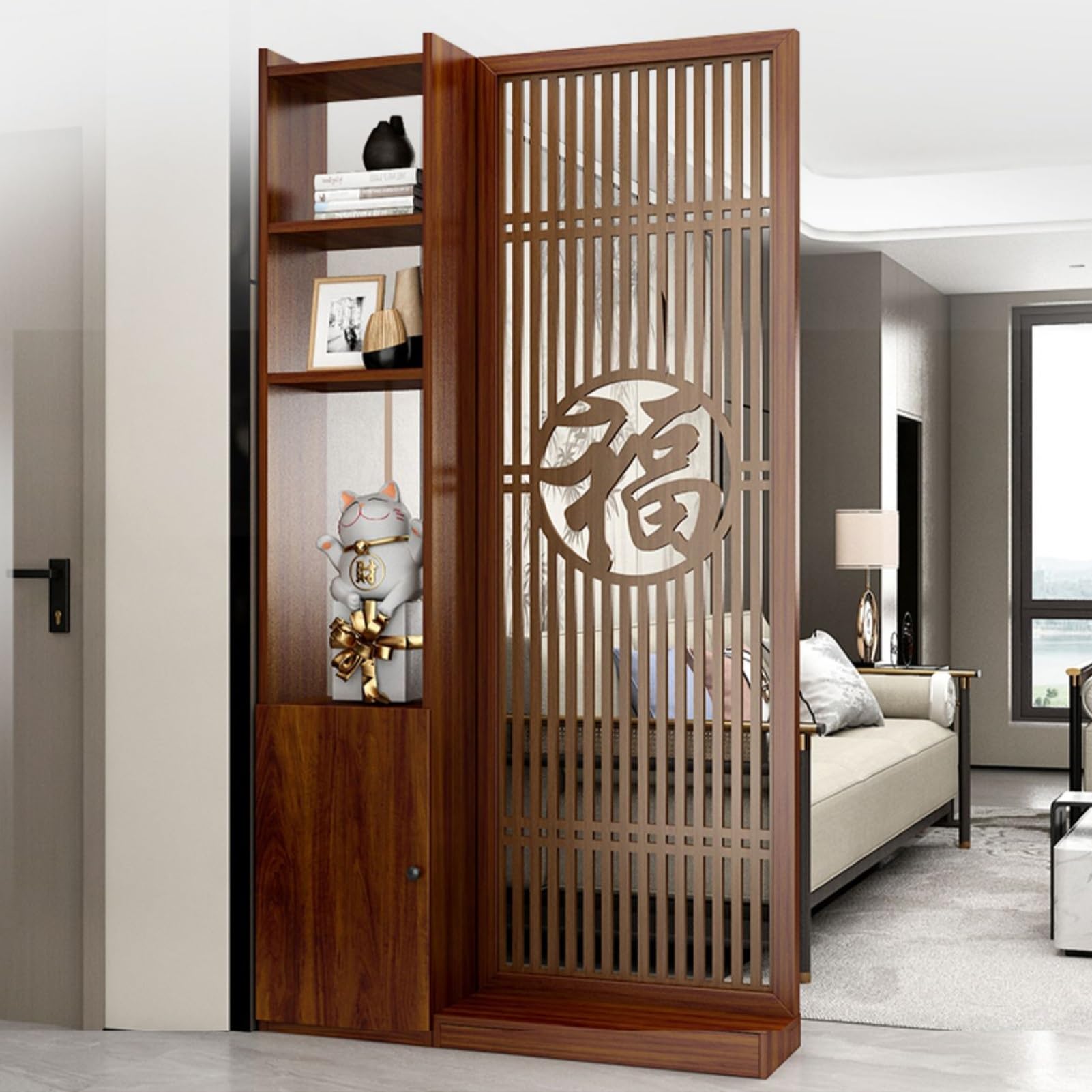 Bookshelf Wall Divider Studio Apartment