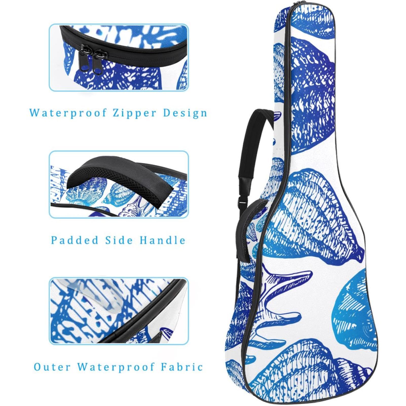 Torba na gitarę akustyczną wodoodporny plecak na gitarę grubo miękka wyściełana muszla klasyczna obudowa na gitarę, wielobarwny, 42.9x16.9x4.7 in, Organizer do torby