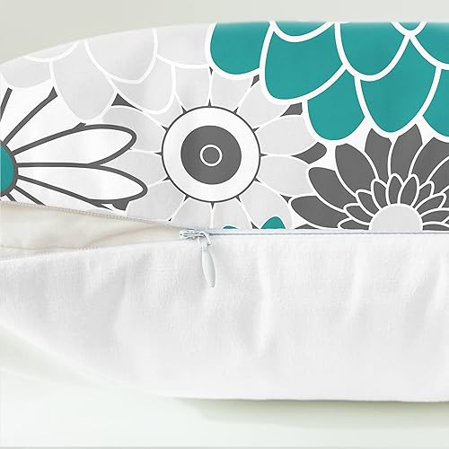 Miniatura 6 de CaliTime Juego de 2 fundas de almohada decorativas de forro polar con flores florecientes de dalia floral para sofá, cama, sofá, decoración de casa