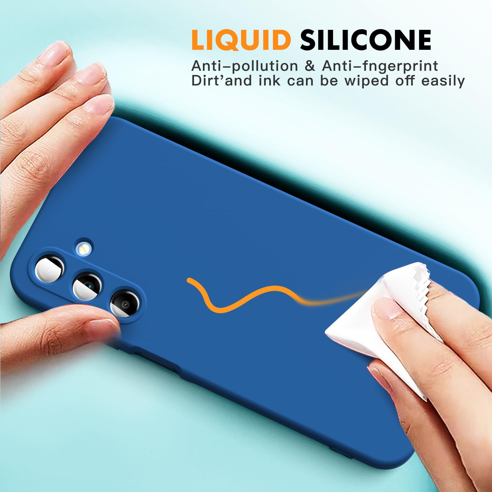 Vansdon Cover Compatibile con Samsung Galaxy A25 5G, 2 Pellicola Protettiva in Vetro Temperato, Gomma Gel di Silicone Liquida Antiurto Custodia - Blu
