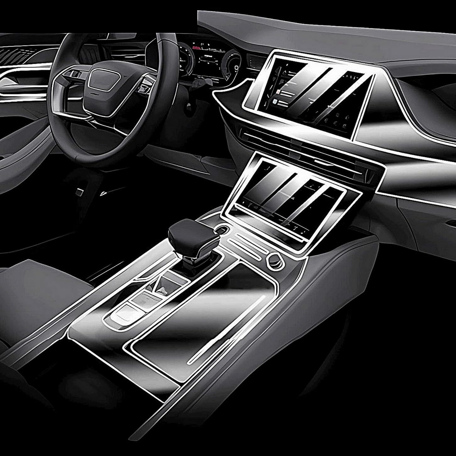 Película protectora transparente TPU PPF consola Audi Q6 protector antiarañazos RHD