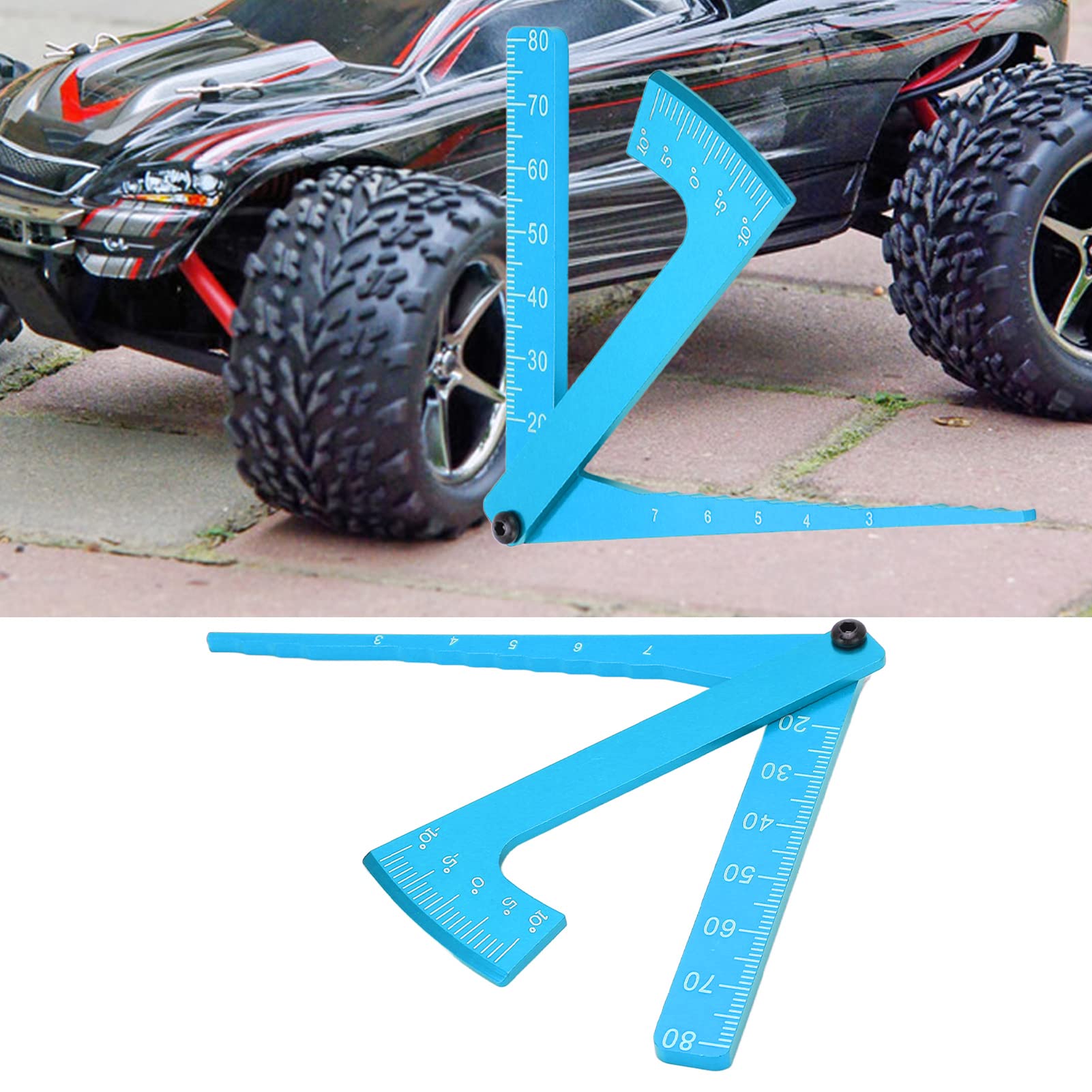 Righello Regolabile Per Auto RC - Misura Altezza E Campanatura Ruote - Lega Di Alluminio - Colore Blu - Foto 7