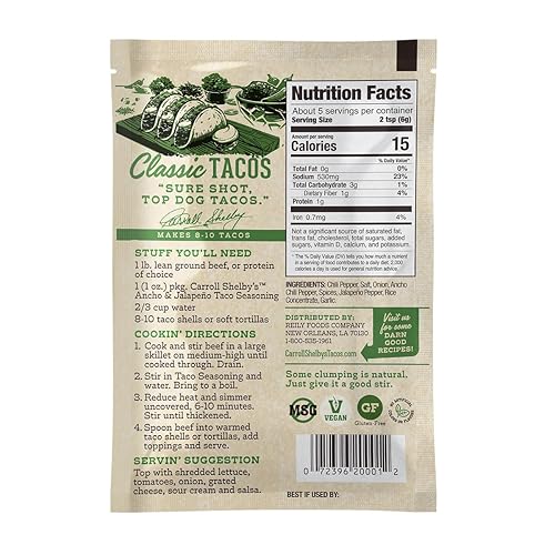 Miniatura 2 de Carroll Shelby's Original Texas Brand Ancho & Jalapeño Taco Seasoning  Mezcla audaz de calor medio y sabor para tacos y carnes (paquete de 12)