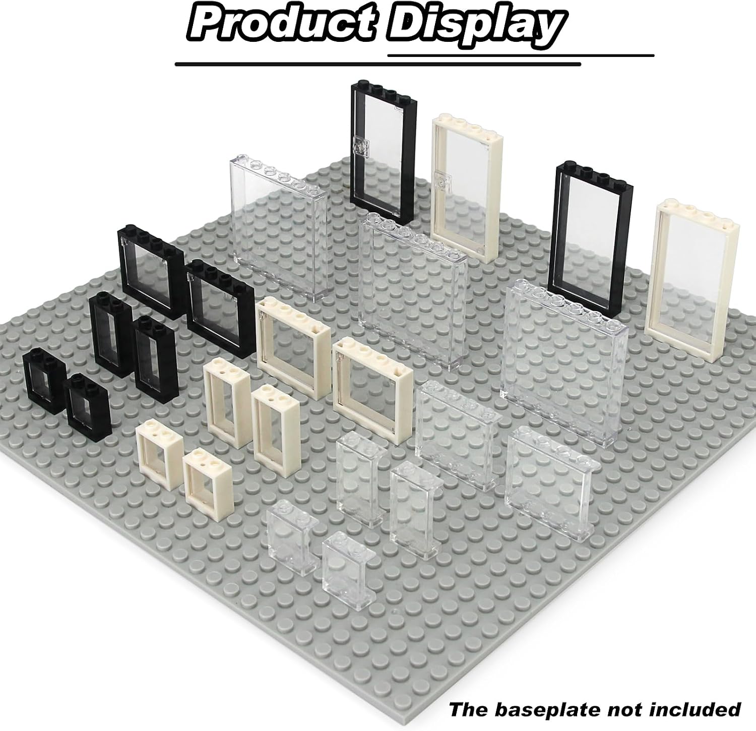 Tranparent Windows and Doors Building Set Bulk 130 Pieces Clear Classic Bricks MOC Parts Block Toy Accessories for House Decoration Compatible with Major Brands (Black and White)