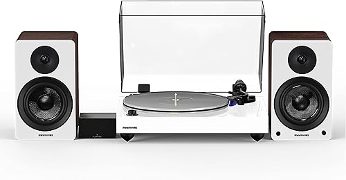 Fluance Reference RT85 Tocadiscos de vinilo de alta fidelidad (blanco), Preamplificador de fono PA10, Ai41 Powered 5" Librero Altavoces (nogal