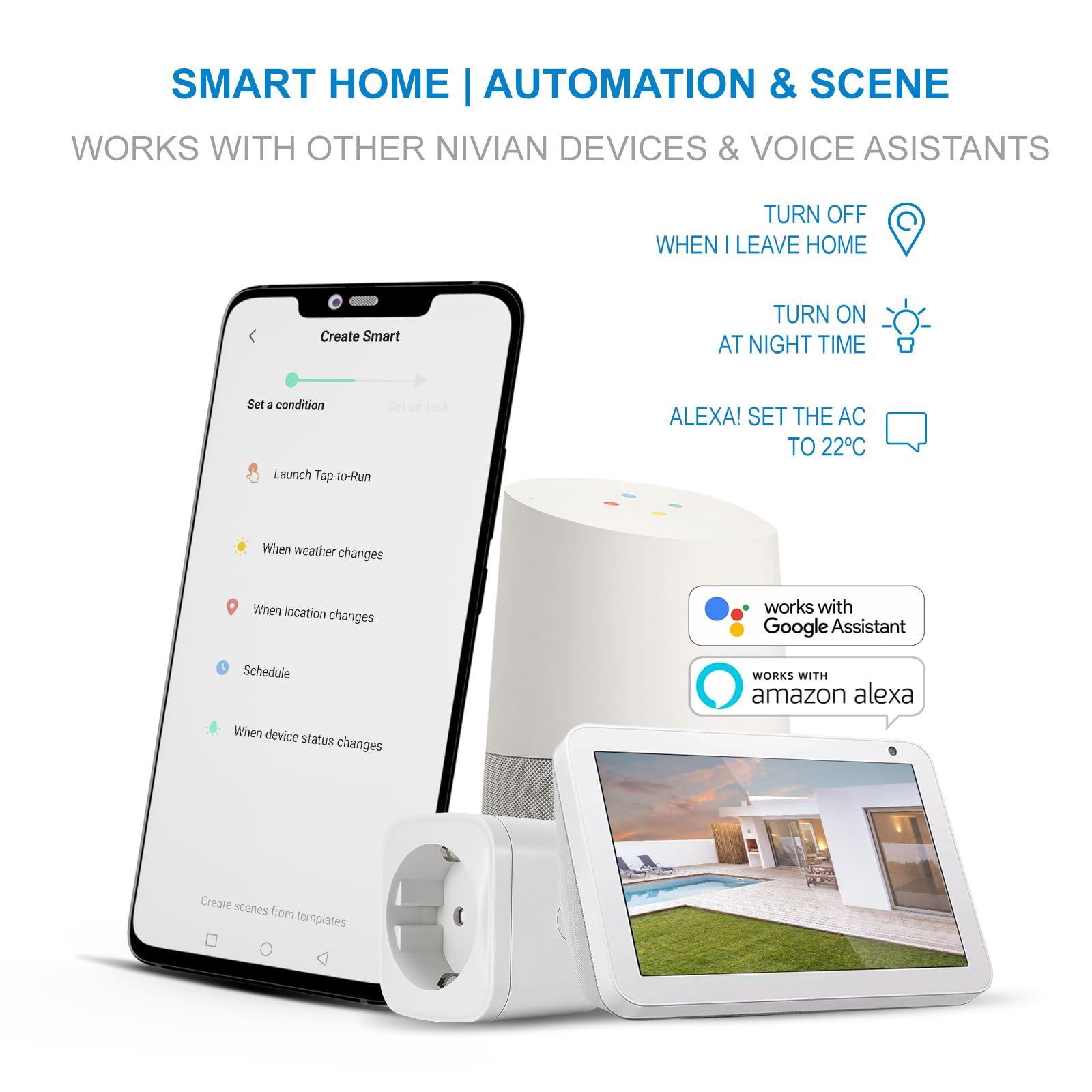 Telecomando universale WiFi IR Nivian con sensore di temperatura e umidità - Telecomando intelligente tramite App Tuya, compatibile con Alexa e Google Home, Home Automation Smart Home