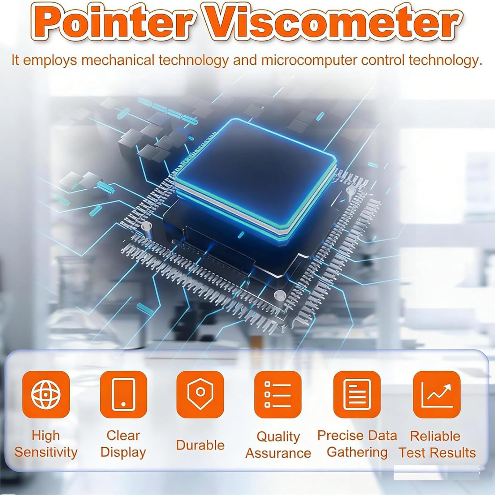 Viscosimetro rotazionale portatile, viscosimetro liquido Newton, tester di viscosità rotativa da laboratorio 10-100.000 MPa.S, misuratore di viscosità digitale, rotore fluido Dimensioni: No 1; 2; 3; 4