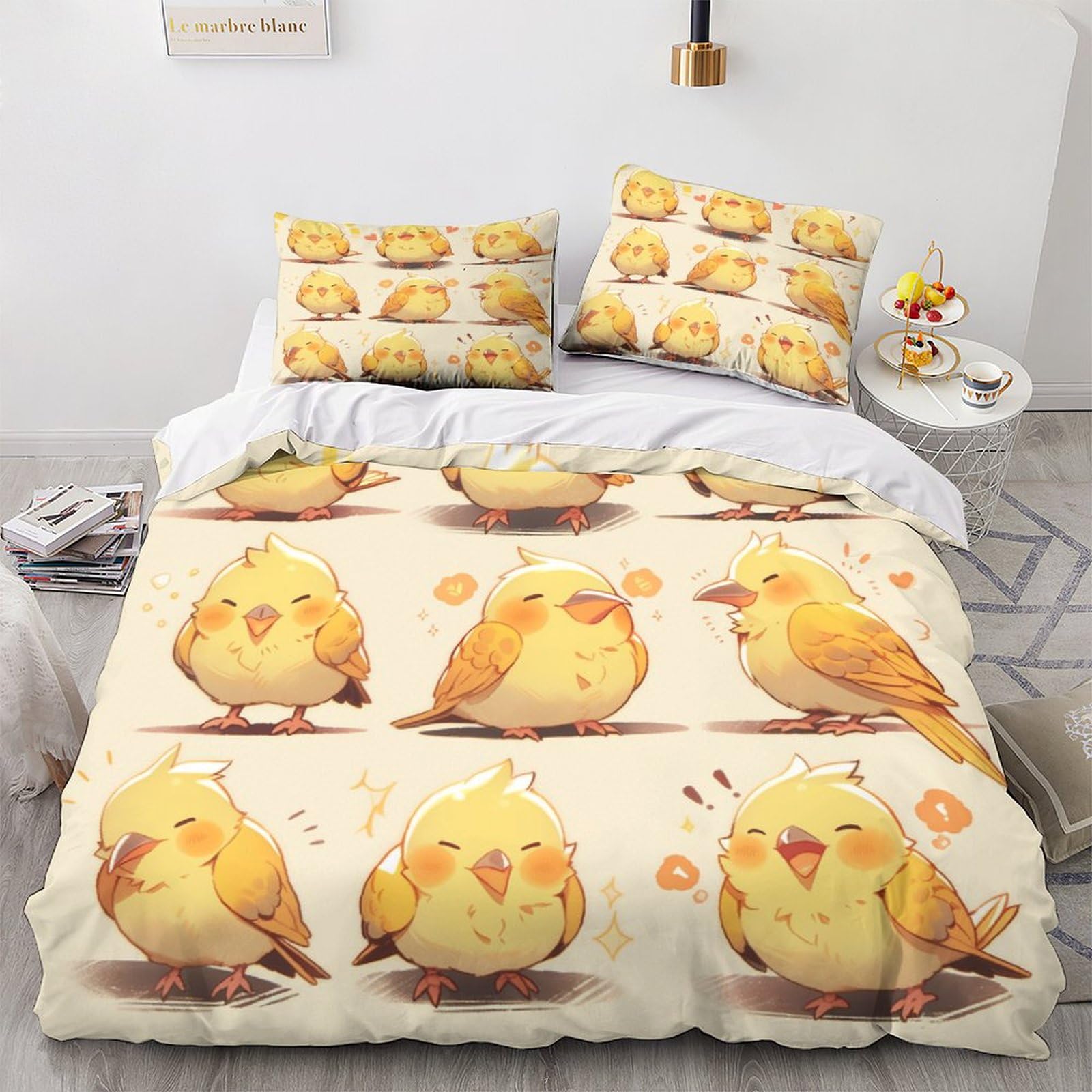 Parure de lit canari 3D pour une chambre lumineuse style nature King