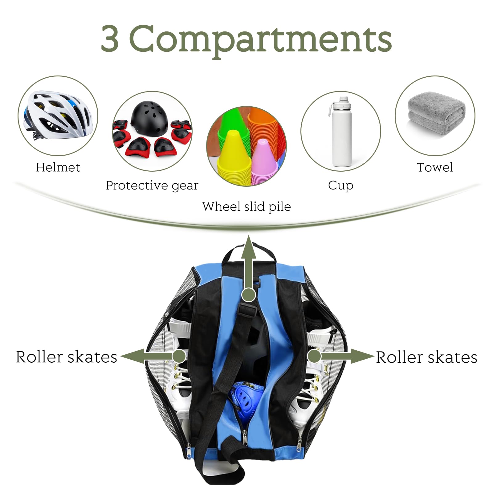 Bolsa para patines de hielo con correa ajustable para niños