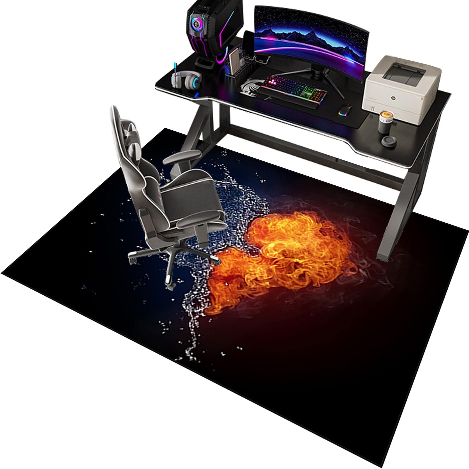 EYKWKB Office Chair Mat for Hardwood Floor, Gaming Chair Mat, Carpet Protector Mat, Office Floor Protector Mat for Desk Chair Easy Glide, Computer Chair Mat for Wood and Tile Floors 110 x 140 cm