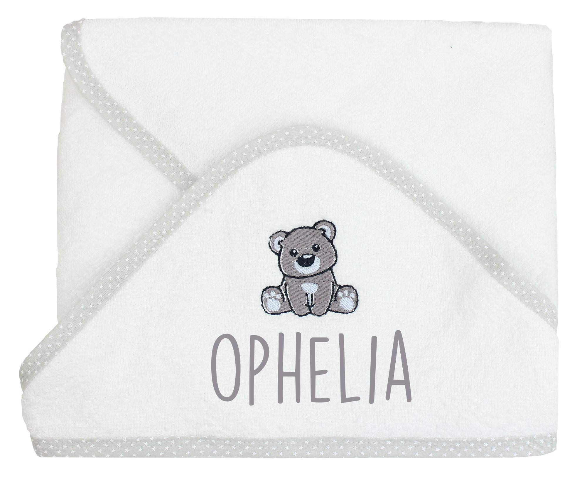 TeddyTs Personalised Koala White Baby Bath Time Hooded Towel