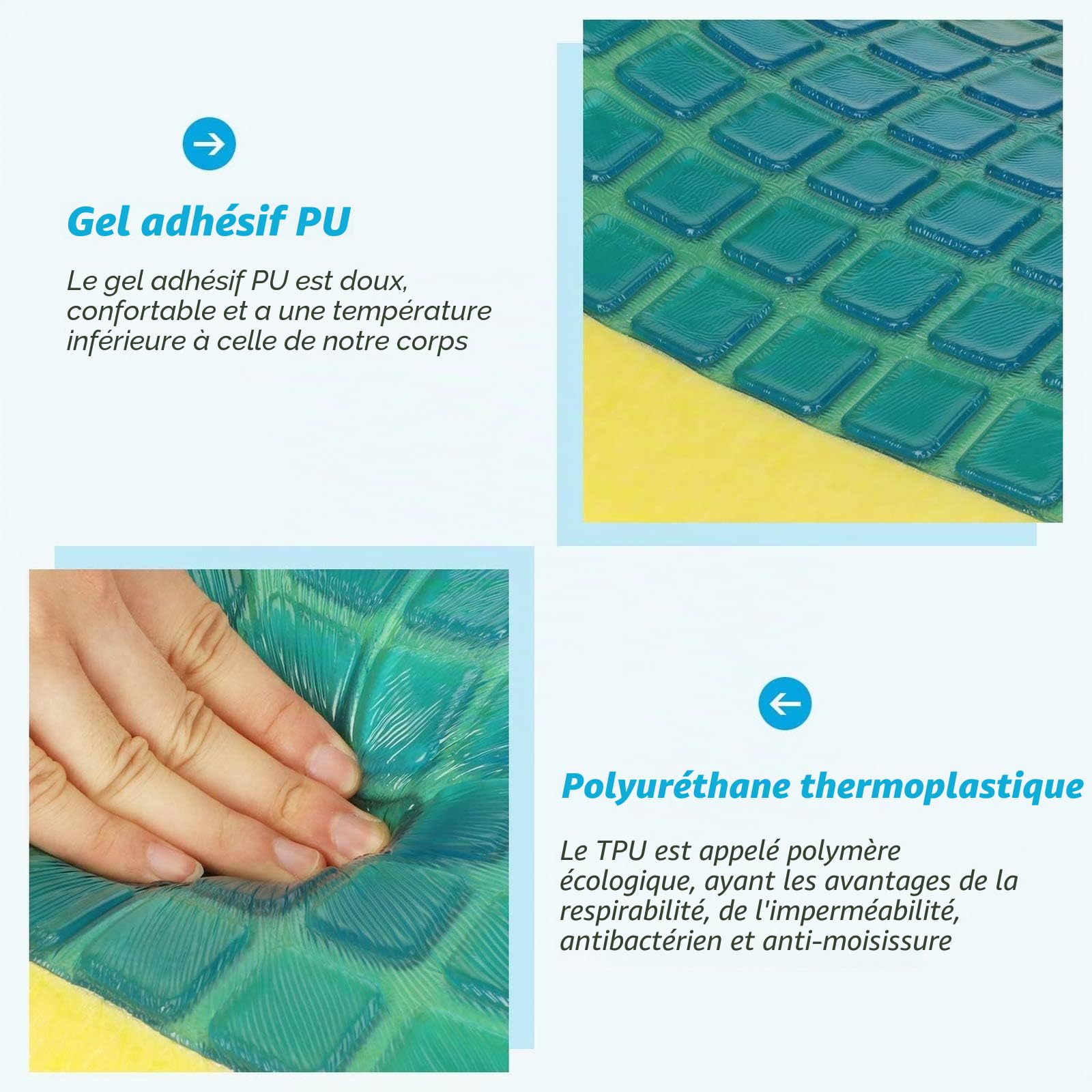 Feagar Coussin Lombaire en Gel-Oreiller Lombaire en Mousse à Mémoire avec Une Couche de Gel pour Siège d'Auto, Voiture, Fauteil, Chaise Bureau, Coussin d'Assise