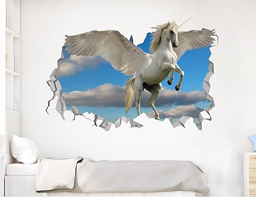 Calcomanía de pared de unicornio 3D decoración de dormitorio temática de unicornio decoración de pared de unicornio decoración de pared de unicornio