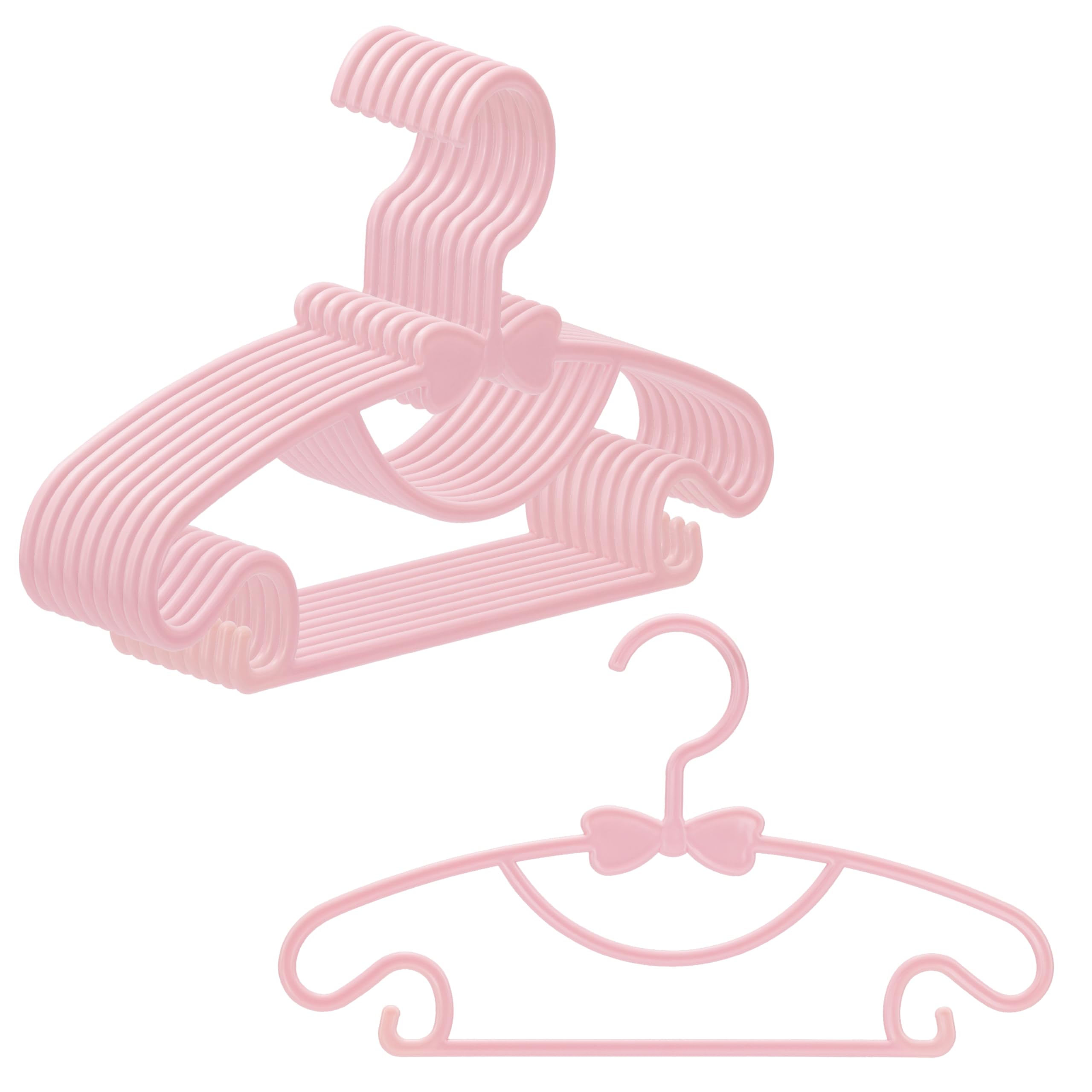Grucce Bambini - Antiscivolo - Confezione da 10 Pezzi - Appendini Salvaspazio per Armadio - Adatto ai Vestiti per Bambini - Rosa