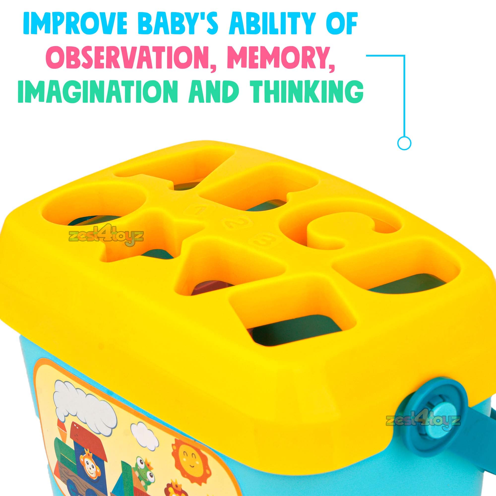 zest 4 toyz 16 Pcs Baby's First Block Toy Set, Stacking Cups Blocks Cubes Alphabet and Numbers Color Shape Sorting Early Educational Toddlers Toy - Image 6 thumbnail