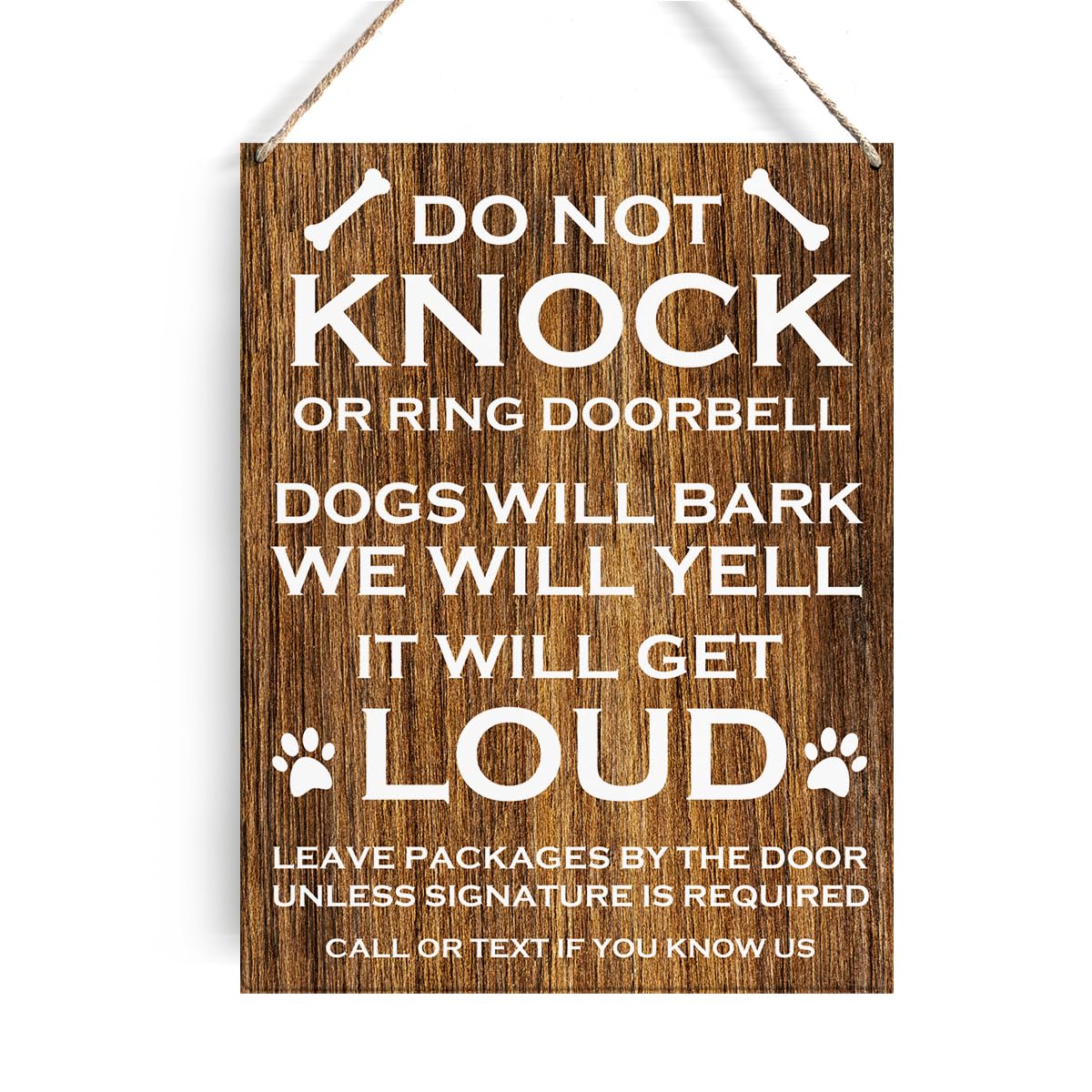 Do Not Knock or Ring Door Bell Sign Dog Lovers Signs Wall Decor Rustic Do Not Knock or Ring Doorbell Dogs Will Bark Wooden Hanging Sign Decoration for