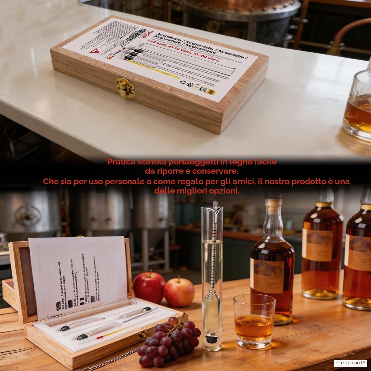 alcolometro 3 Pezzi 0-40 40-70 70-100Vol% di idrometro Alcoholmeter Tester Set Alcohol Vinometer + Cilindro in Vetro Trasparente Alto, per Grappa, Distillati,Whisky, Brandy, Wodka, Spirito
