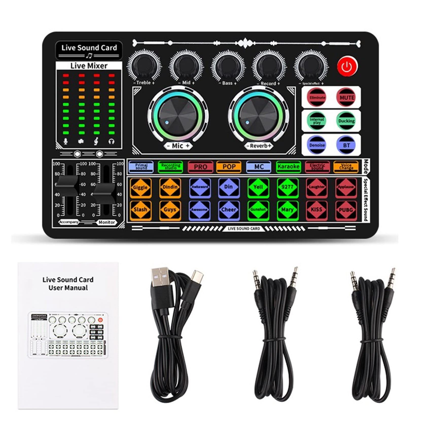Amazon.com: Pasotim F999 Sound Card Audio Mixer Sound Card Voice