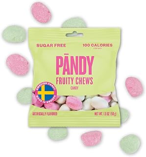 Pandy Swedish Candy Sugar Free Candy Wild Strawberry & Fruity Green Apple 14 Bags - Swedish Candy Mix - Diet Candy Keto Gummy Low Calories Snacks - Healthy Foam Sweets Fruity Chews 14 x 1.8oz