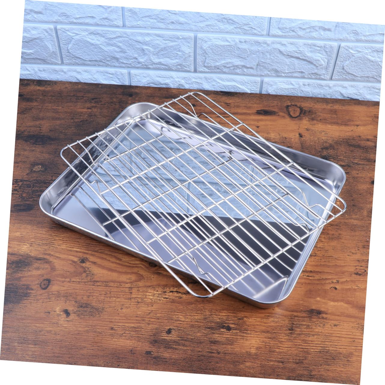 Zerodeko 2 piezas Bandeja para Hornear y Rejilla de Enfriamiento de Acero Inoxidable Bandeja Reforzada sin para Pasteles Galletas y Tartas Resistente y Fácil de Limpiar para Hogar y