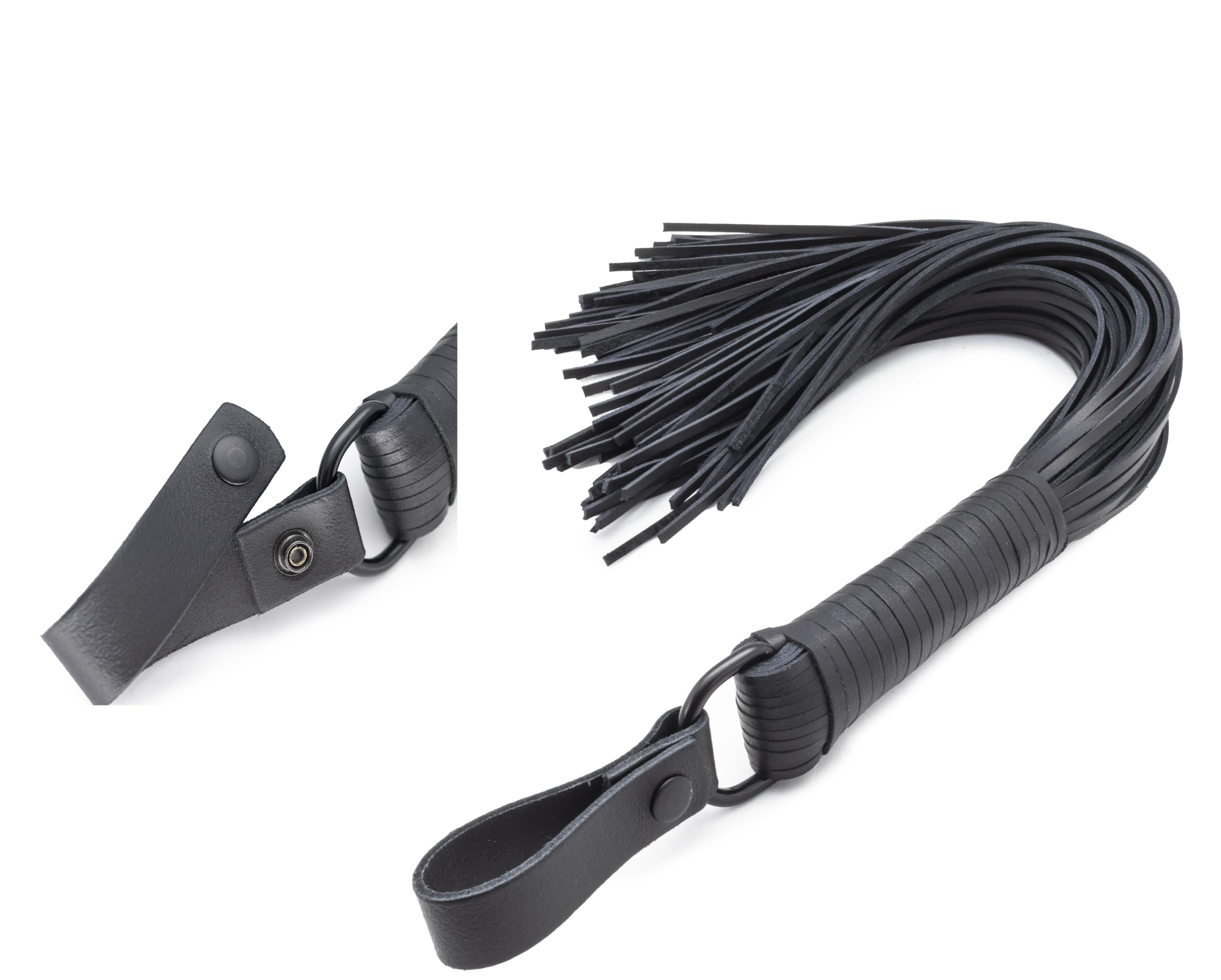 Premium Profi BDSM Leder Peitsche Flogger Schwarz