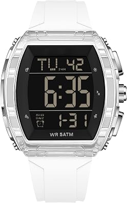 findtime Digital Watch Tonneau Large Number Waterproof Watches for Men Women Alarm Stopwatch Countdown LED Unique Sports Wristwatch Shockproof Watch Relojes para Hombres