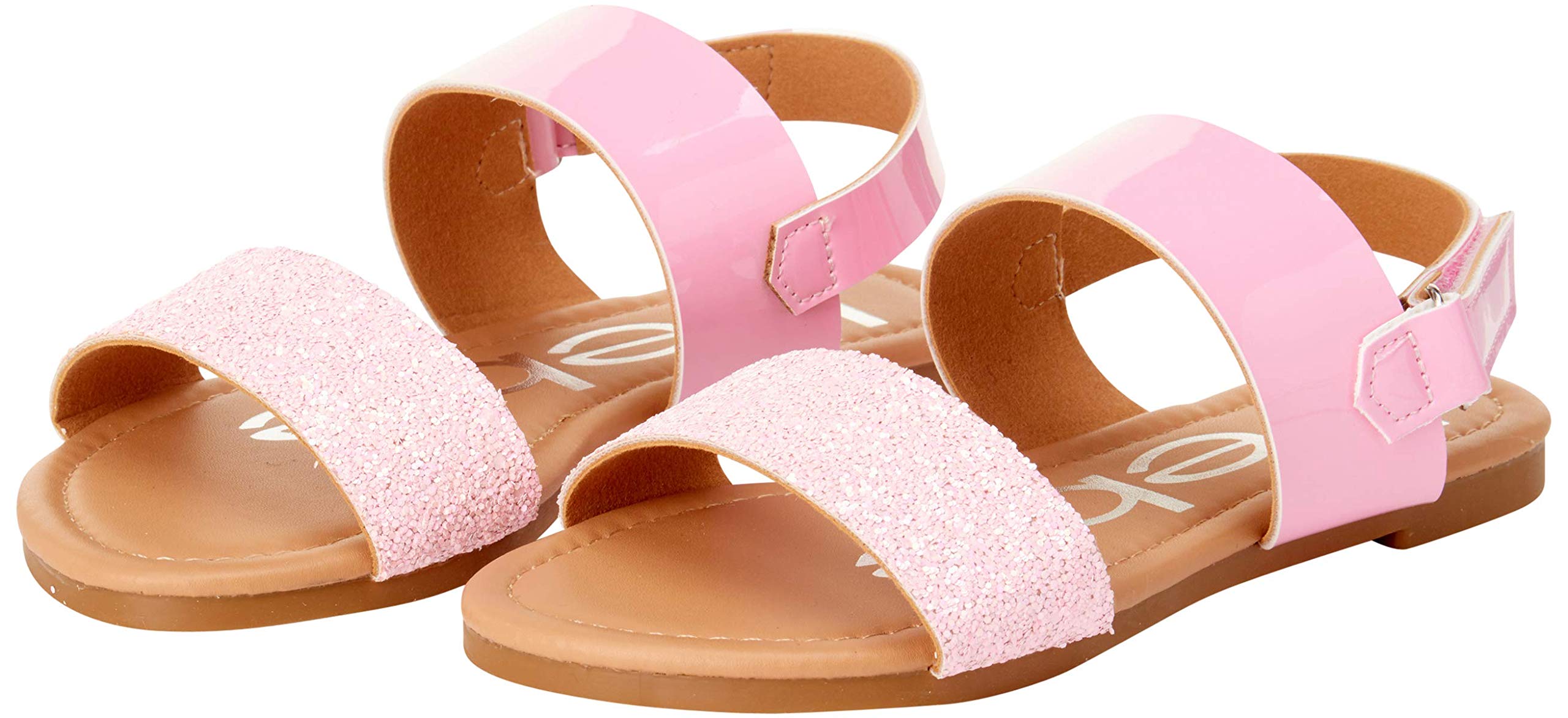 bebeGirls' Sandal - Two Strapped Patent Leatherette Glitter Sandals (Toddler/Little Kid)