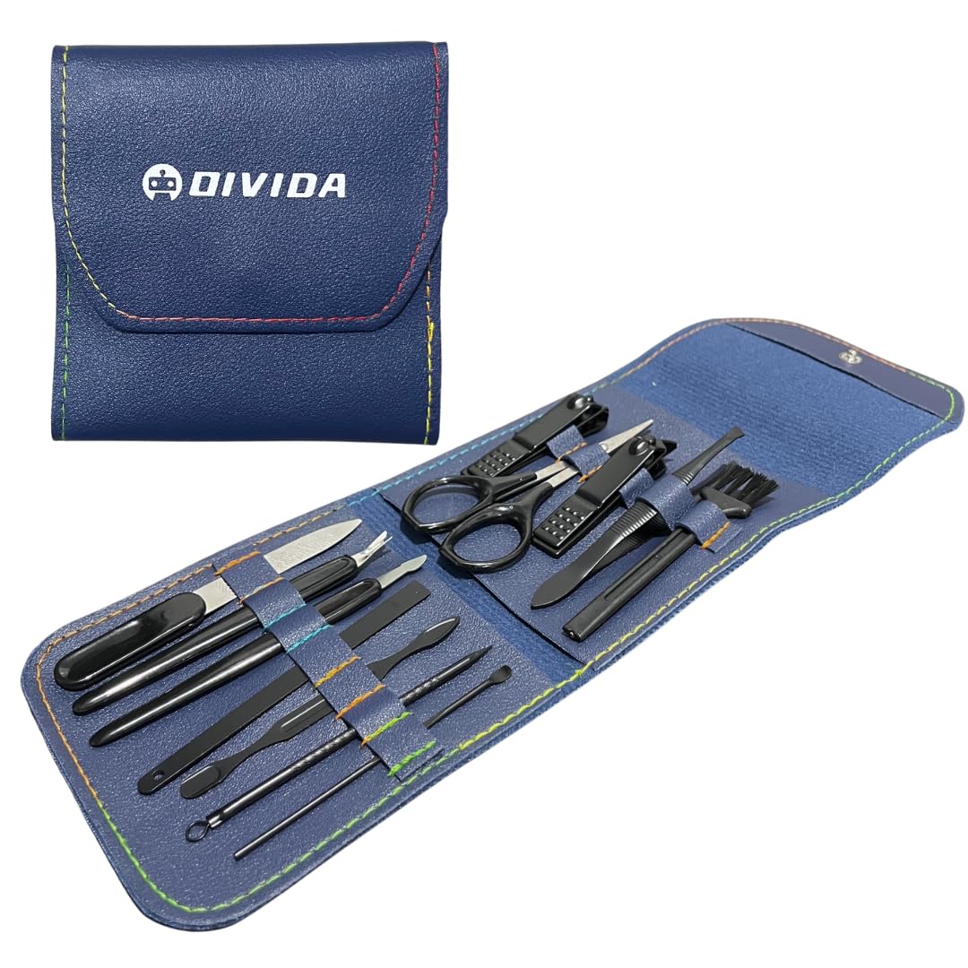 Kit Manicure e Pedicure 12 Peças Profissional em Aço Inoxidável com Estojo Portátil –