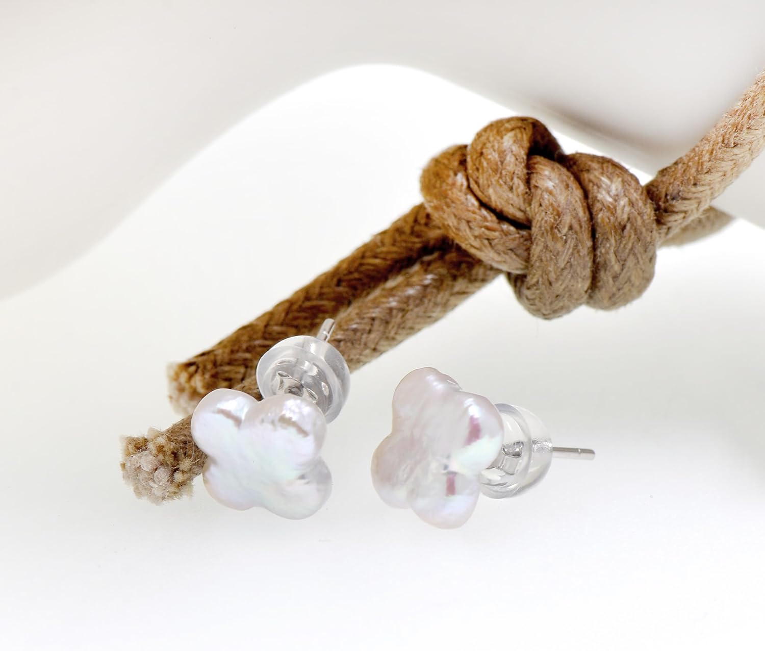 Clover - Freshwater Cultured Baroque Pearl Studs Earrings for Women, Sterling Silver Earrings - Image 4